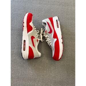 Nike Air‎ Max 1 Men's 10 White Red Running Shoes Sneakers
